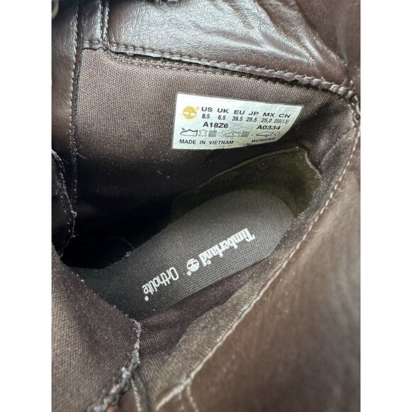 Timberland Glancy Brown Leather Lace Up Ankle Boot A18Z6 Block Heel Womens 8.5 - Picture 10 of 10